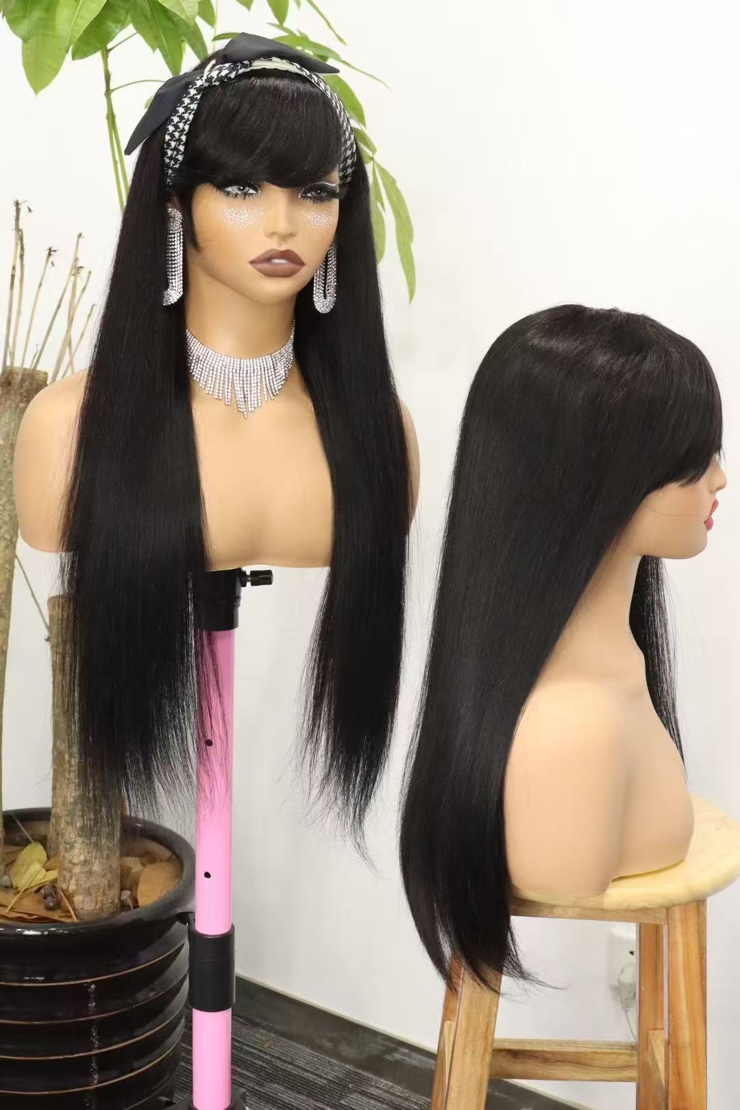 300% 1*3 Bang staight wig 22inch 28inch