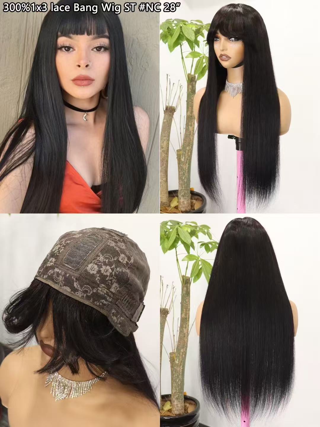 300% 1*3 Bang staight wig 22inch 28inch