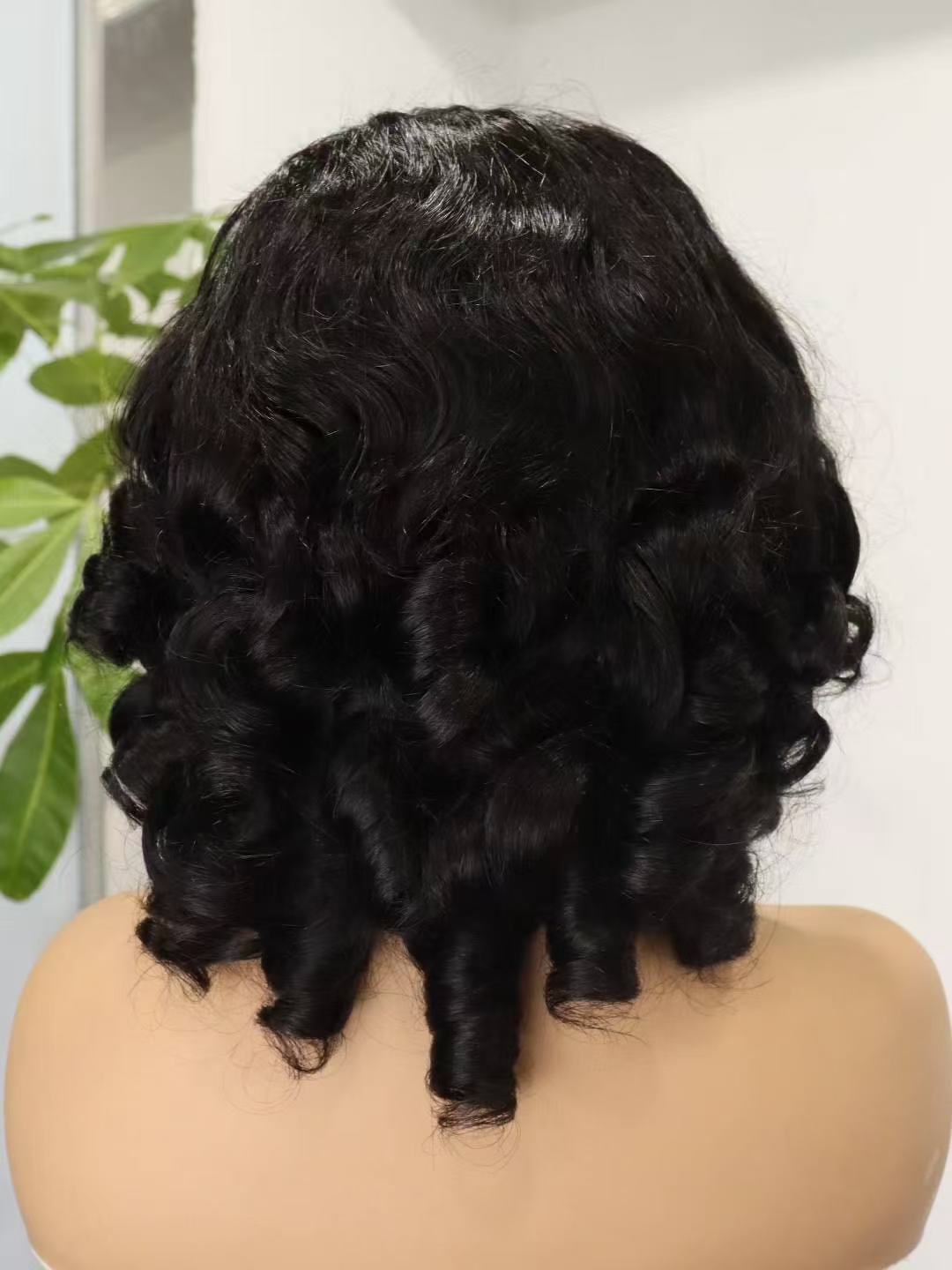 4x4 18inches bouncy loose texture Super Double Drawn 300% Density Human Hair Lace Wig
