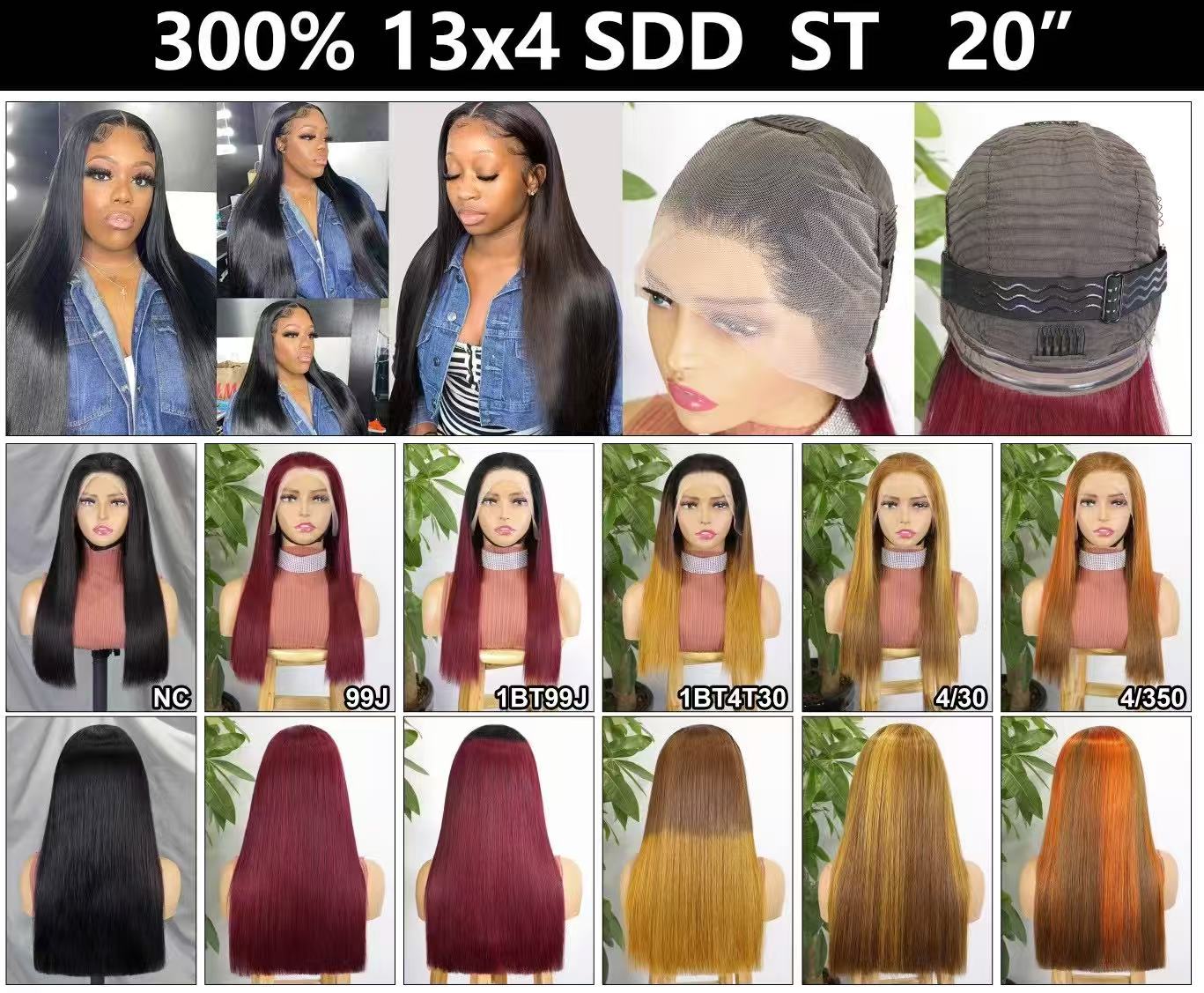 Human hair wig 13x4 full frontal lace wig super double drawn quality 300% density