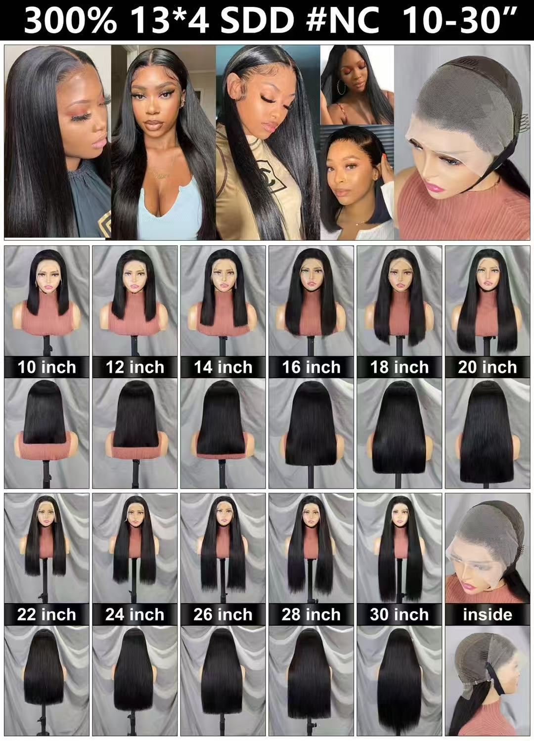 Human hair wig 13x4 full frontal lace wig super double drawn quality 300% density
