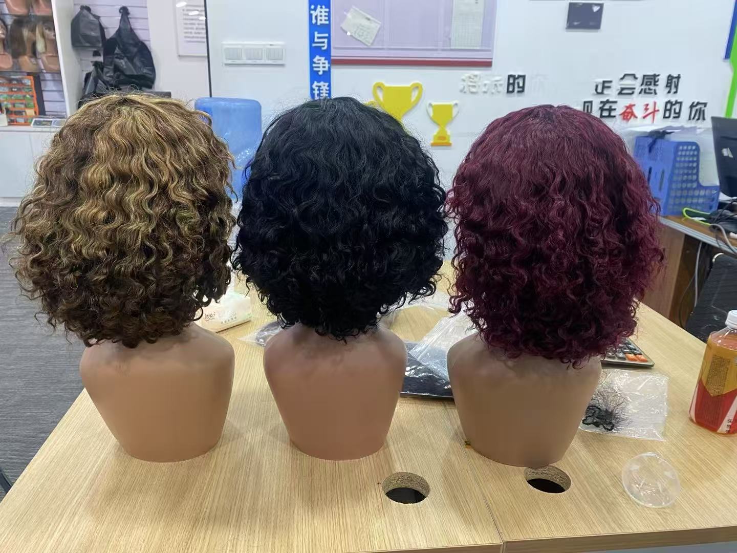 Machine Made Human Hair Wigs for Women Glueless Brazilian Hair Water Wave many colors available