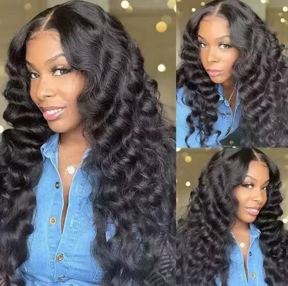 13x4 full frontal lace wig deep wave high density wig for women from 22inch to 30inch natural color