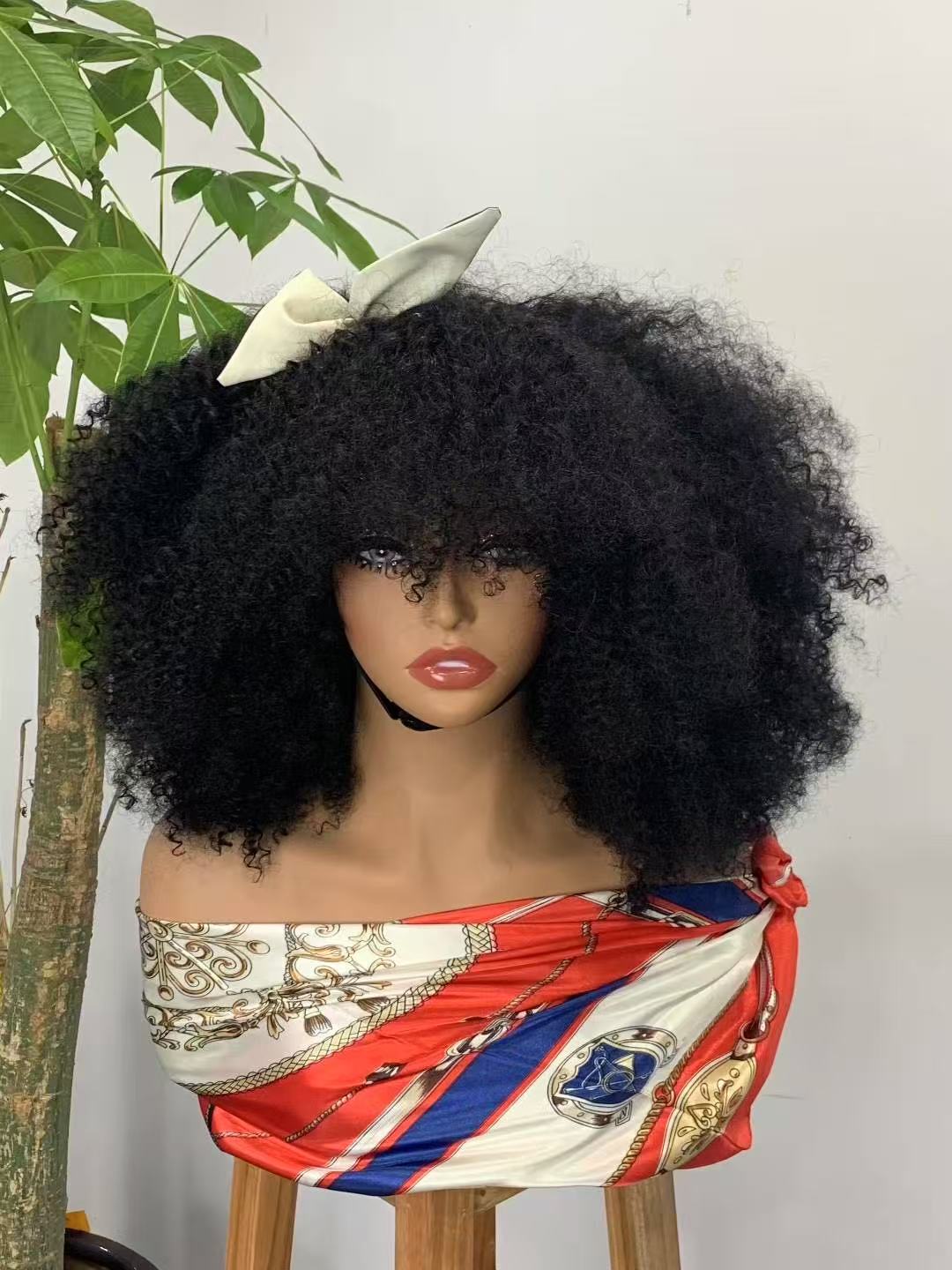 Pre-Plucked Afro Kinky Curly Lace machine made Front 300% Density Brazilian Human Hair Wigs for Black Women