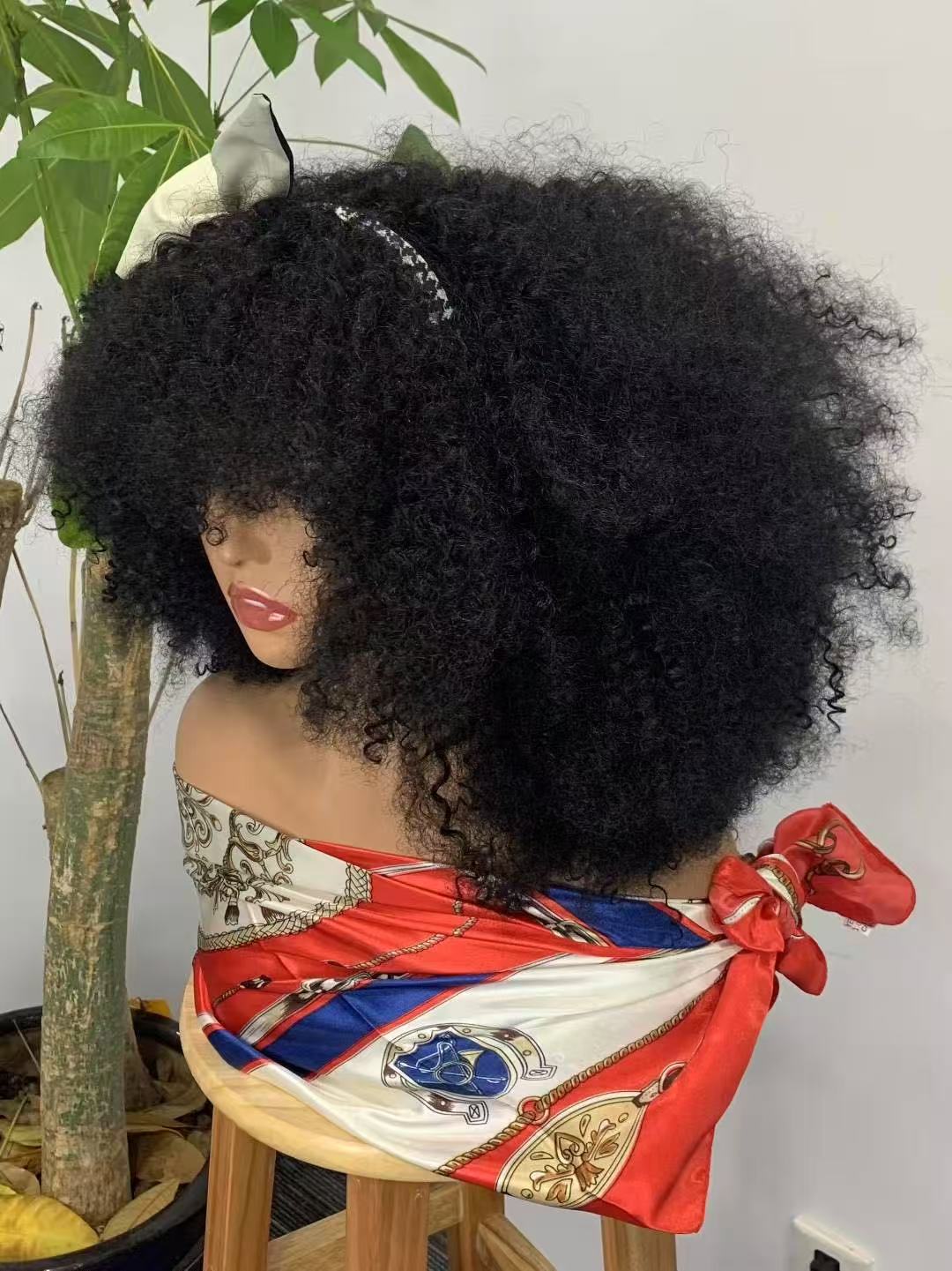 Pre-Plucked Afro Kinky Curly Lace machine made Front 300% Density Brazilian Human Hair Wigs for Black Women