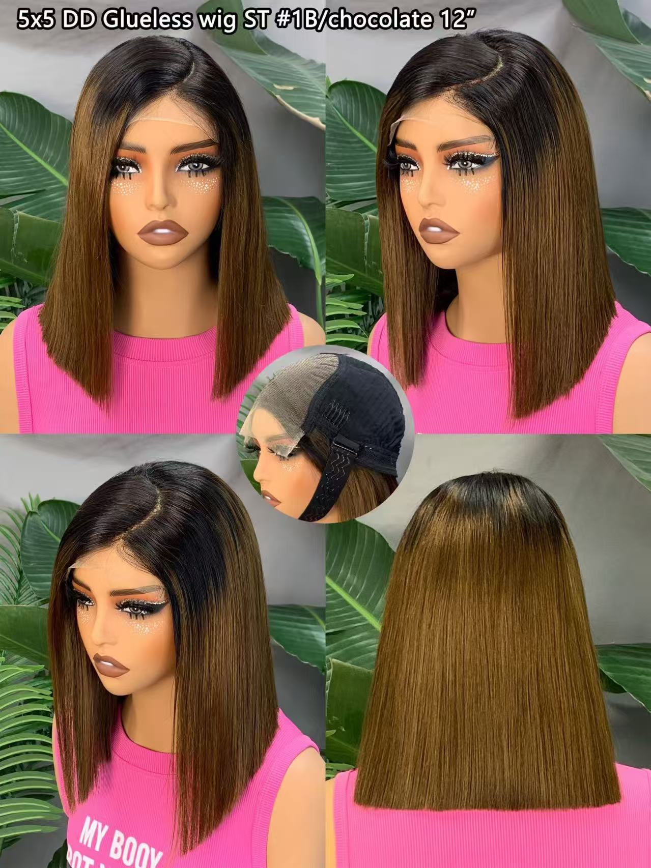 Glueless Wigs Human Hair Pre Plucked Pre Cut Wear and Go 5X5 HD Lace 99j Closure Bob Wig Straight Short Bob Wig Human Hair for Women