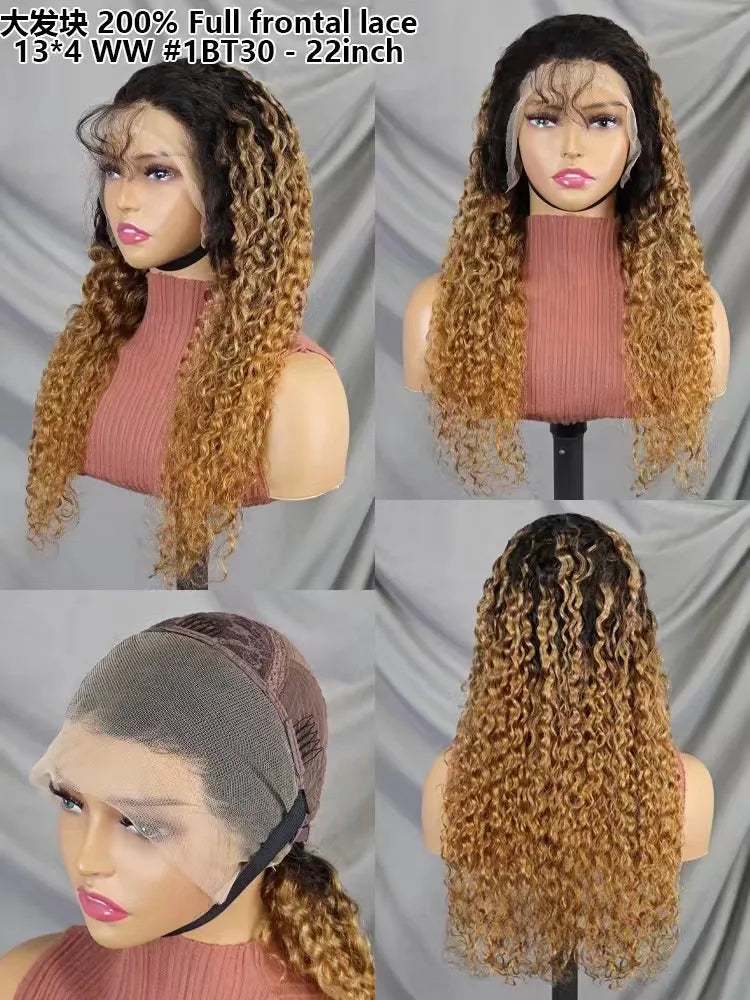 13x4 Full Frontal Lace Wig Pre-Plucked Glueless Water Wave Style in Human Hair 22inch