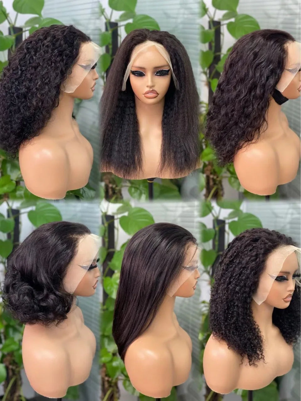 HD High Density 13x4 Frontal Lace Black Women's Glueless Pre-Plucked Long Body Wave Pixie Curly Kinky Curly Water Wave Available