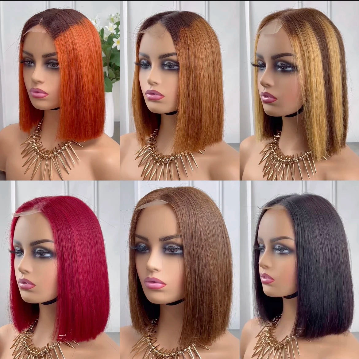 2x6 Kim Closure Super Double Drawn Bob Wig Bone Straight Human Hair in Various Colors