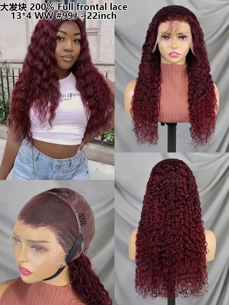 13x4 Full Frontal Lace Wig Pre-Plucked Glueless Water Wave Style in Human Hair 22inch