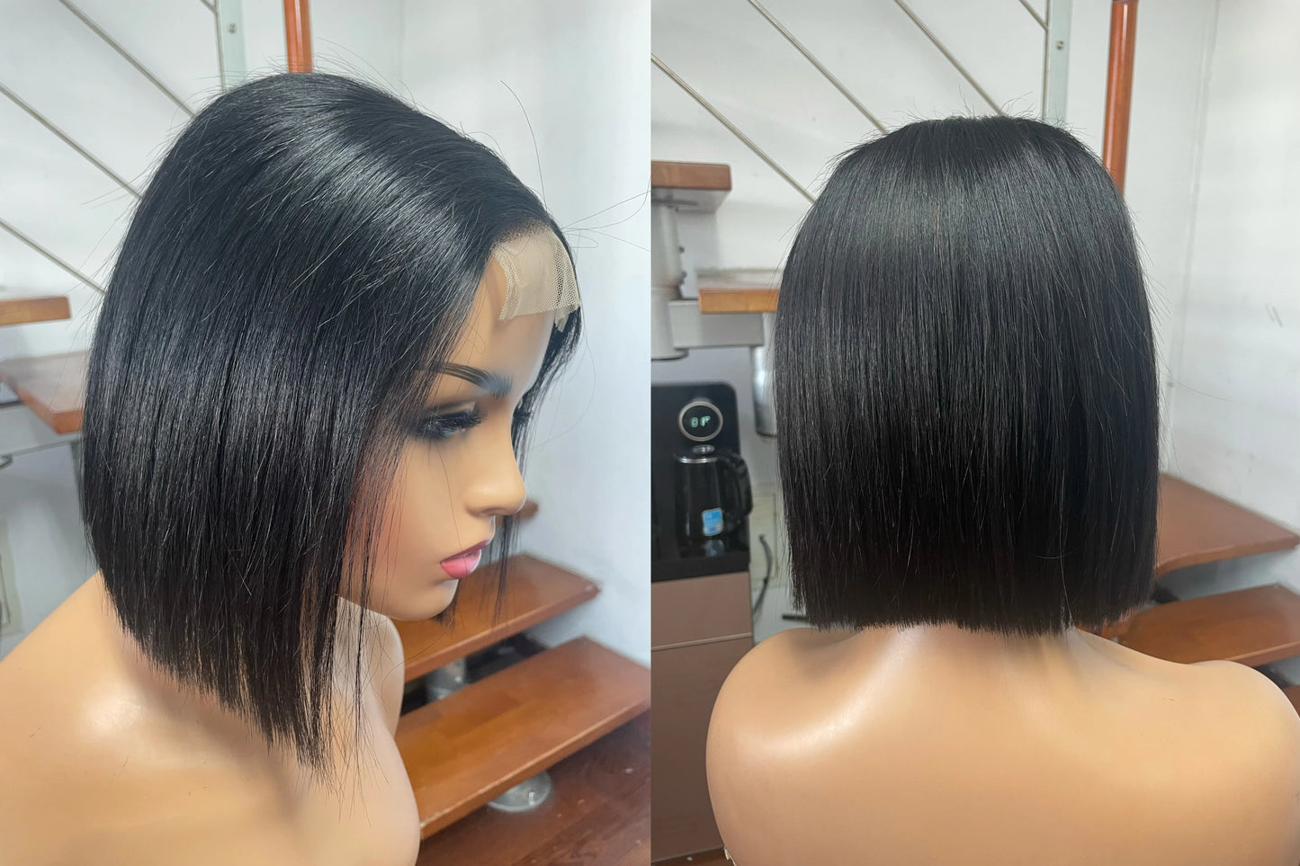 Super Double Drawn Bob Wig with 4x4 Closure Bone Straight Natural Color Made From High Quality Human Hair