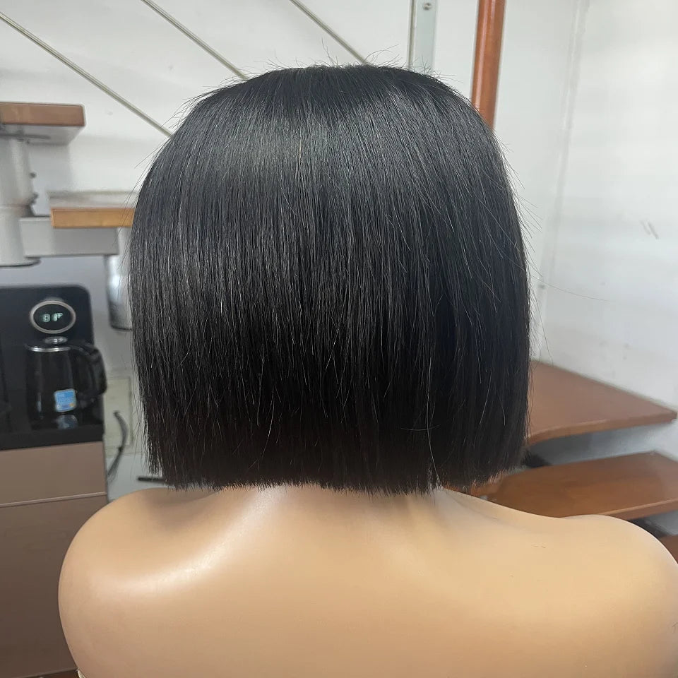 Super Double Drawn Bob Wig with 4x4 Closure Bone Straight Natural Color Made From High Quality Human Hair