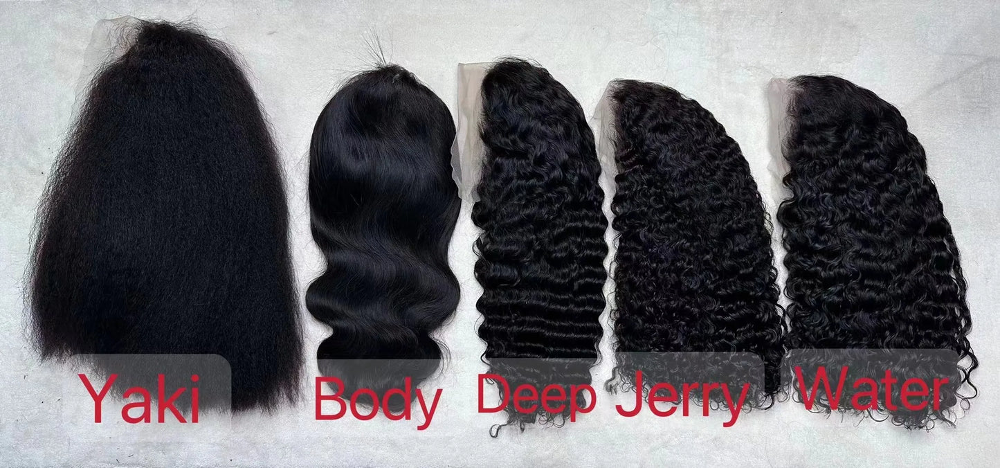 HD High Density 13x4 Frontal Lace Black Women's Glueless Pre-Plucked Long Body Wave Pixie Curly Kinky Curly Water Wave Available