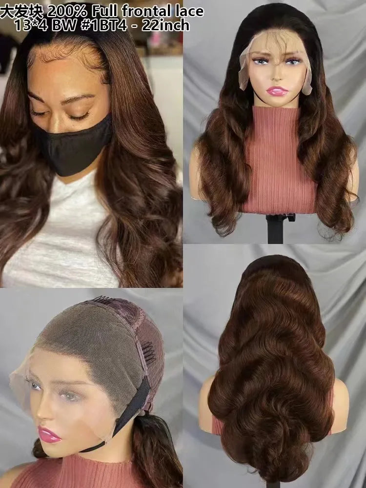13x4 Full Frontal Lace Glueless Body Wave High-Density Pre-Plucked Human Hair Wigs Full Lace Glueless Body Wave High-Density