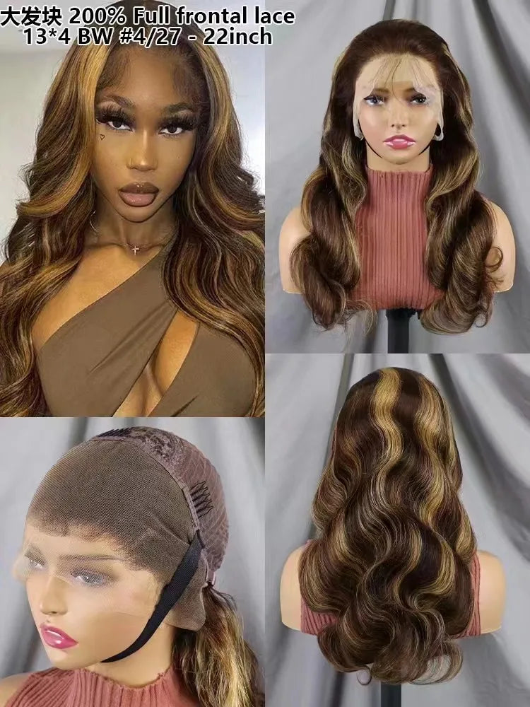13x4 Full Frontal Lace Glueless Body Wave High-Density Pre-Plucked Human Hair Wigs Full Lace Glueless Body Wave High-Density
