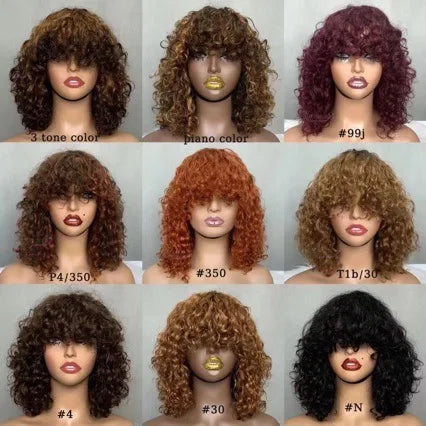 Machine Made Human Hair Wigs for Women Glueless Brazilian Hair Water Wave many colors available