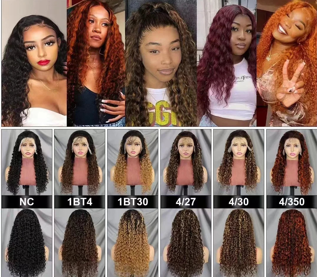 13x4 Full Frontal Lace Wig Pre-Plucked Glueless Water Wave Style in Human Hair 22inch