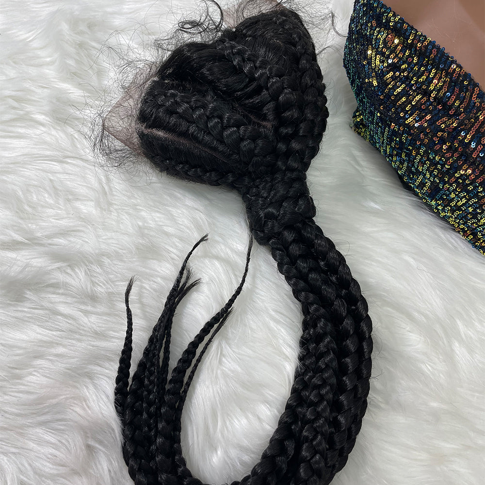 Wholesale Wig Manufacturer 36 Inch Braids Wigs Lace Front Synthetic Braiding Hair Wigs