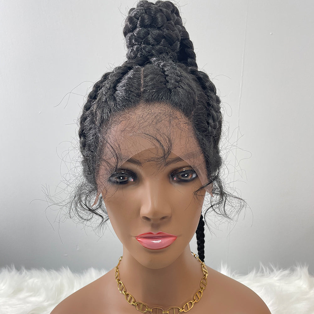 Wholesale Wig Manufacturer 36 Inch Braids Wigs Lace Front Synthetic Braiding Hair Wigs