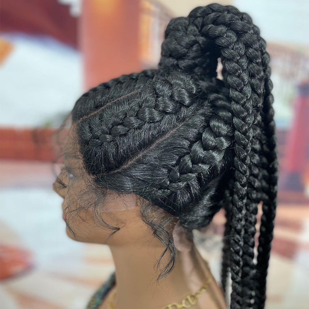 Wholesale Wig Manufacturer 36 Inch Braids Wigs Lace Front Synthetic Braiding Hair Wigs