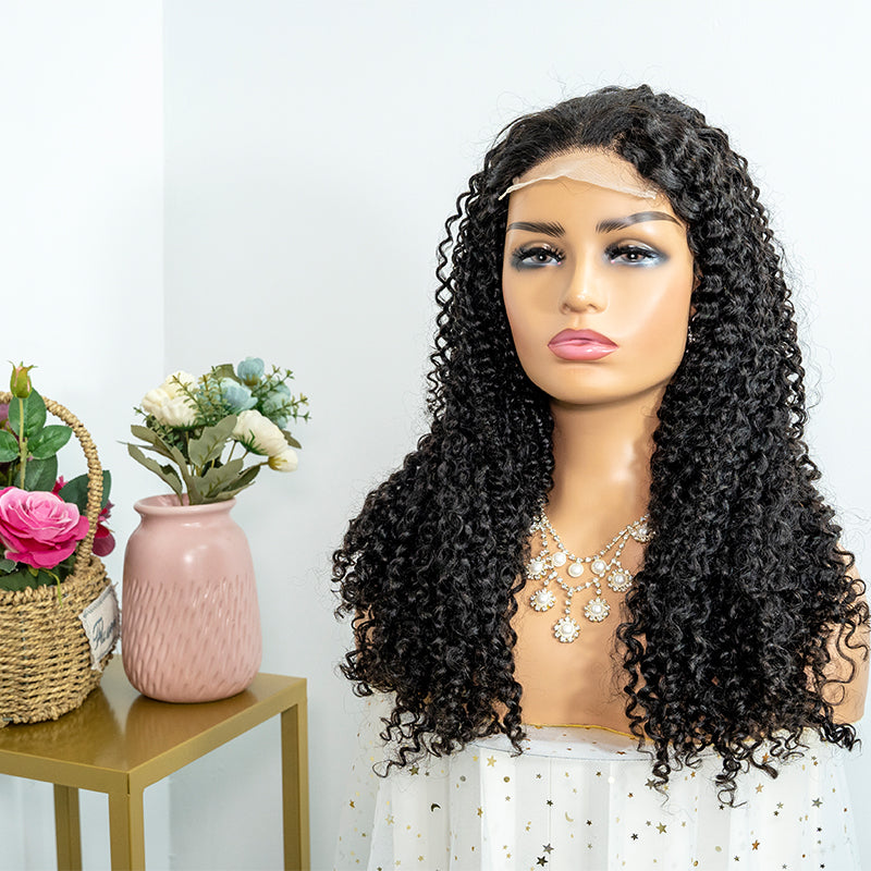 Human hair wig 13x4 closure lace wig super double drawn quality 250%density kinky curly human hair wig