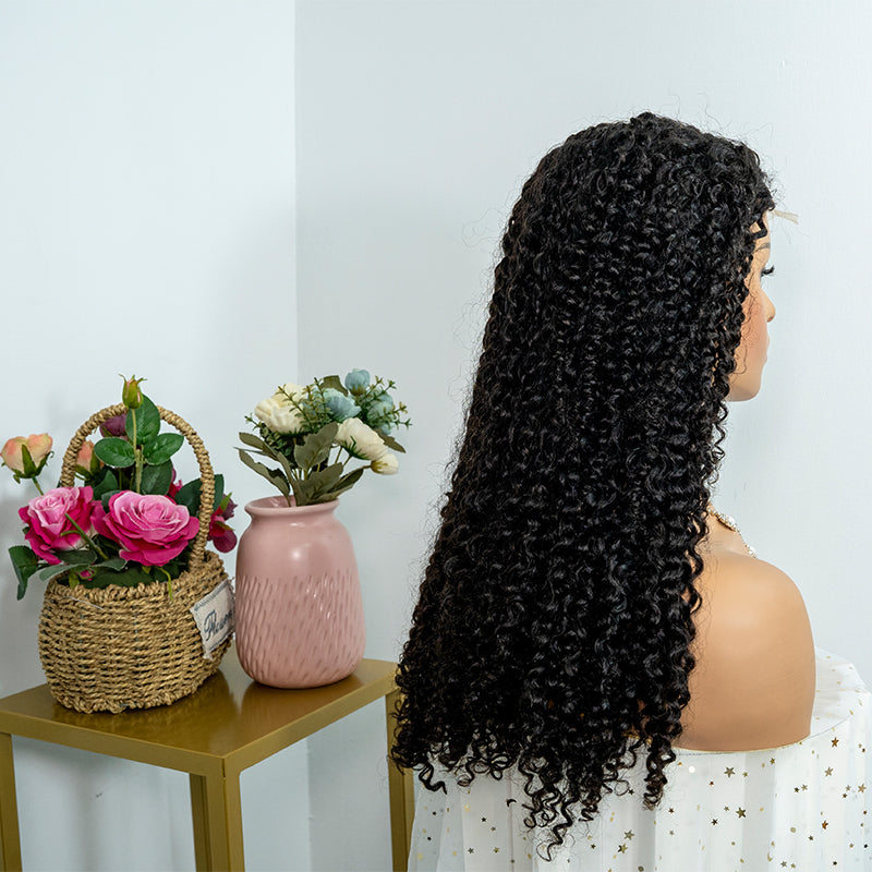 Human hair wig 13x4 closure lace wig super double drawn quality 250%density kinky curly human hair wig