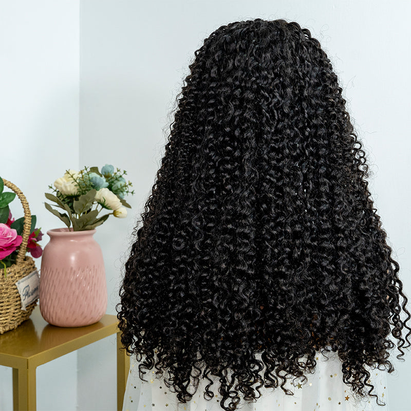Human hair wig 13x4 closure lace wig super double drawn quality 250%density kinky curly human hair wig
