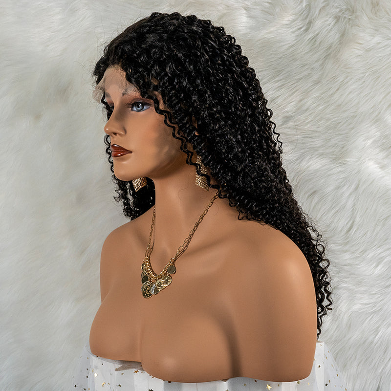 Human hair wig 13x4 closure lace wig super double drawn quality 250%density kinky curly human hair wig