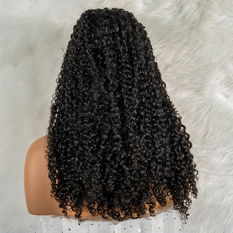 Human hair wig 13x4 closure lace wig super double drawn quality 250%density kinky curly human hair wig