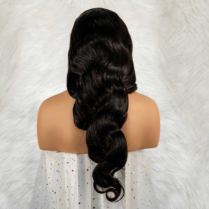 Human hair 13x4 frontal lace wig 12A quality body wave 200% density