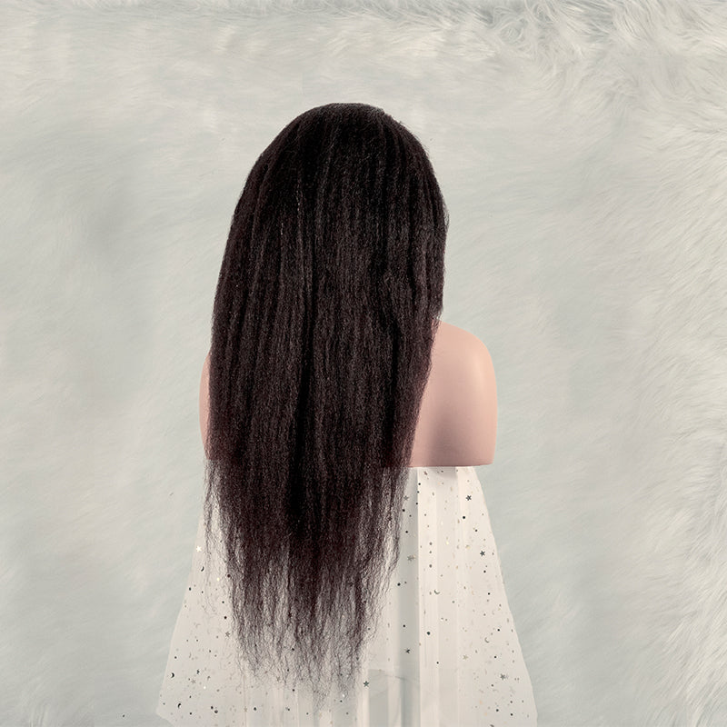 Human hair wig 13x4 frontal lace wig 12A quality kinky straight 180% density