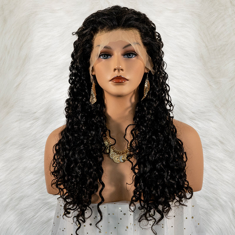 Human hair water wave wig 13x4 full frontal lace wig super double drawn quality 350%density