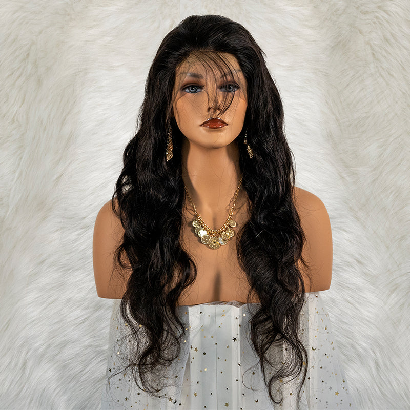 Human hair 13x4 frontal lace wig 12A quality body wave 200% density