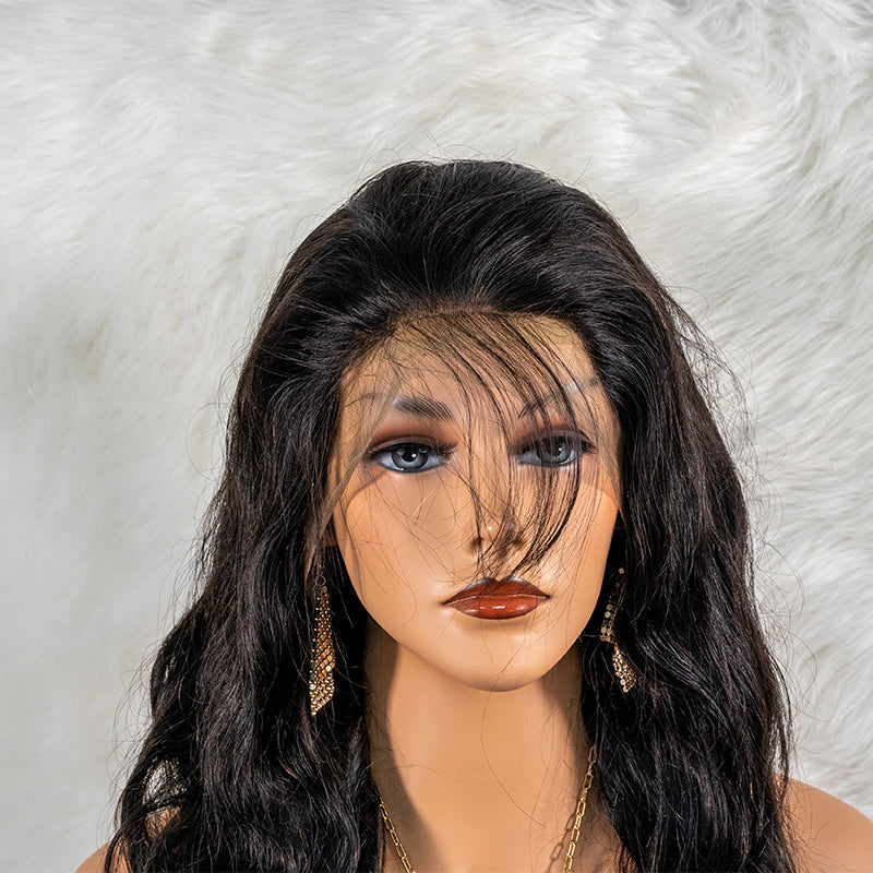Human hair 13x4 frontal lace wig 12A quality body wave 200% density