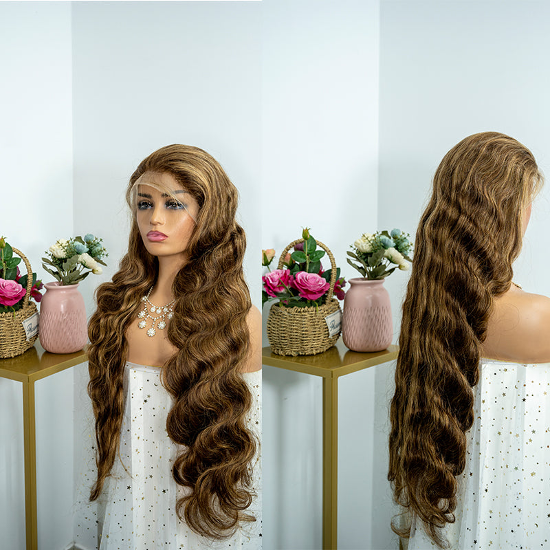 Human hair body wave wig 13x4 closure frontal lace wig super double drawn quality 200%density body wave