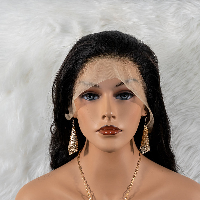 Human hair 13x4 frontal lace wig 12A quality body wave 200% density