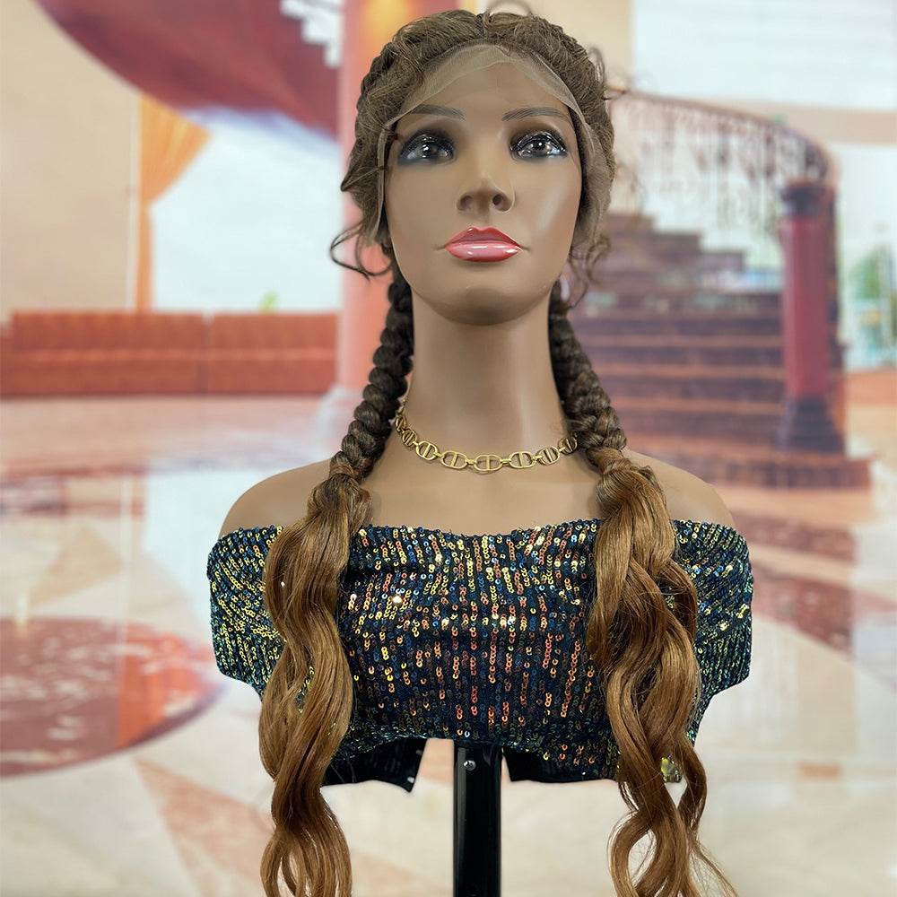 Wholesale Wig Manufacturer 24 Inch 36 Inch Braids Wigs Lace Front Synthetic Braiding Hair Wigs