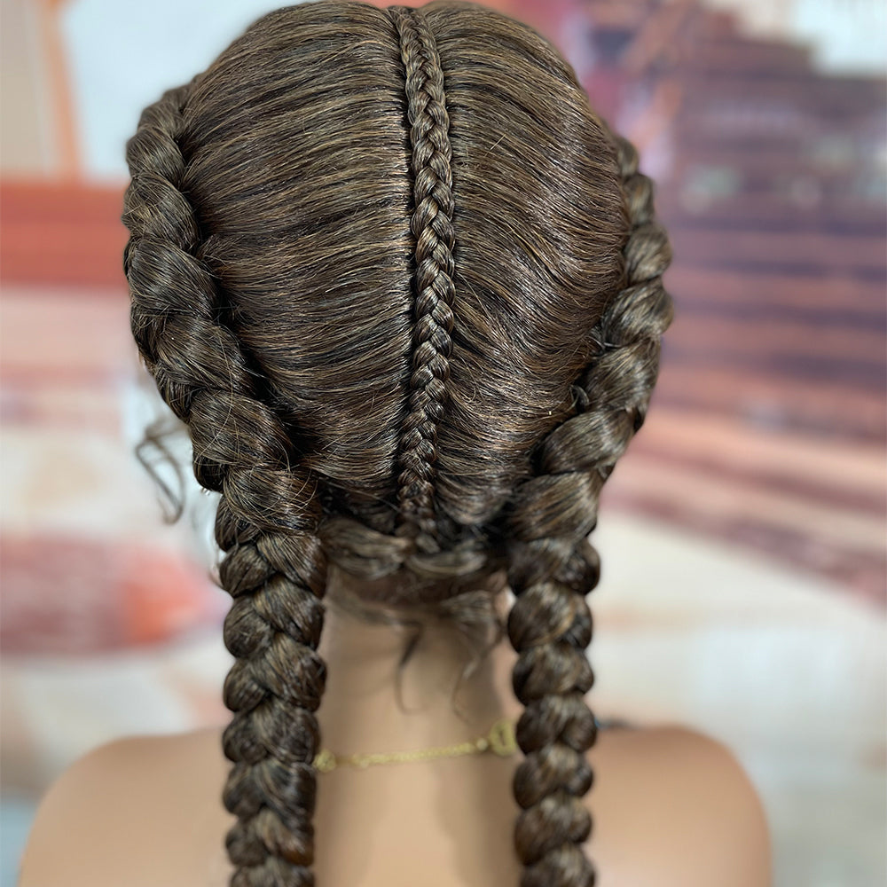 Wholesale Wig Manufacturer 24 Inch 36 Inch Braids Wigs Lace Front Synthetic Braiding Hair Wigs