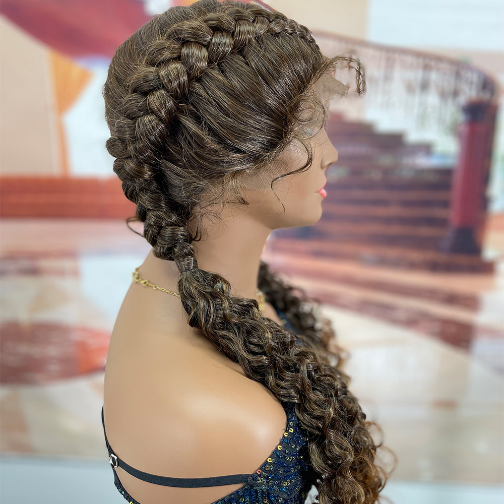 Wholesale Braids Wigs Lace Front vendors Synthetic braiding hair wigs with Baby Hair Lace Frontal Wig