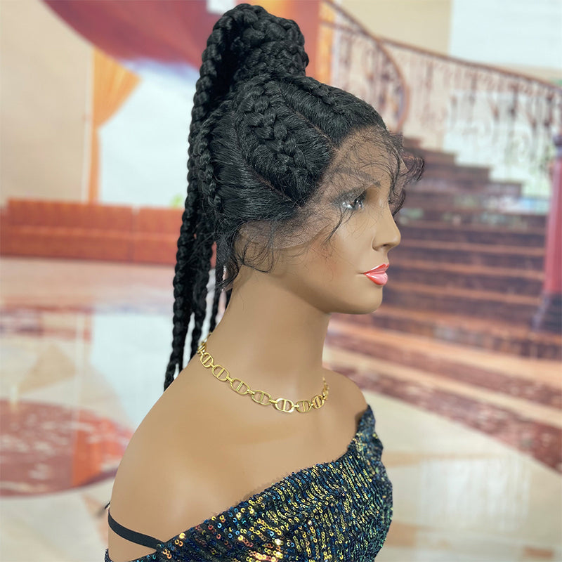 Wholesale Wig Manufacturer 36 Inch Braids Wigs Lace Front Synthetic Braiding Hair Wigs