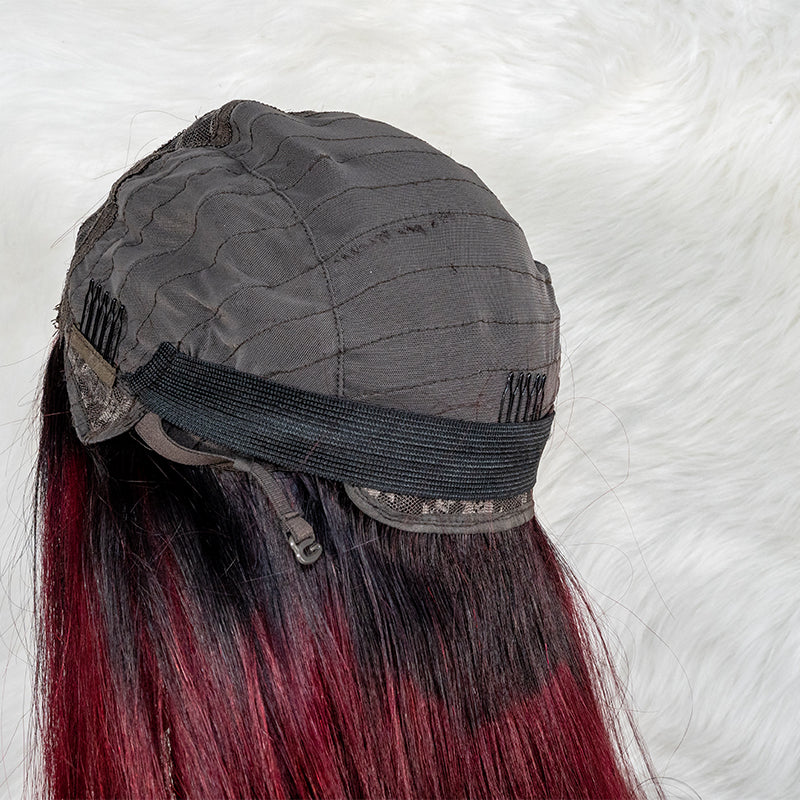 Human 13x4 closure lace wig super double drawn quality 1b 99j color 250% density human hair wig