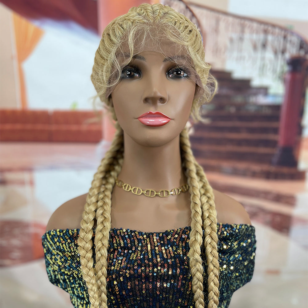 Wholesale Wig Manufacturer 24 Inch 36 Inch Braids Wigs Lace Front Synthetic Braiding Hair Wigs