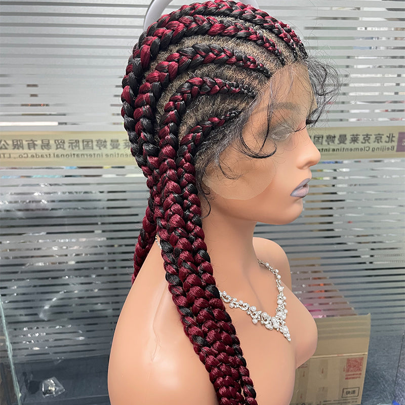 Wholesale Wig Manufacturer 24 Inch 36 Inch Braids Wigs Lace Front Synthetic Braiding Hair Wigs