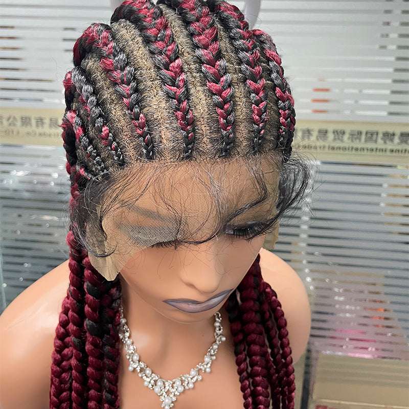 Wholesale Wig Manufacturer 24 Inch 36 Inch Braids Wigs Lace Front Synthetic Braiding Hair Wigs