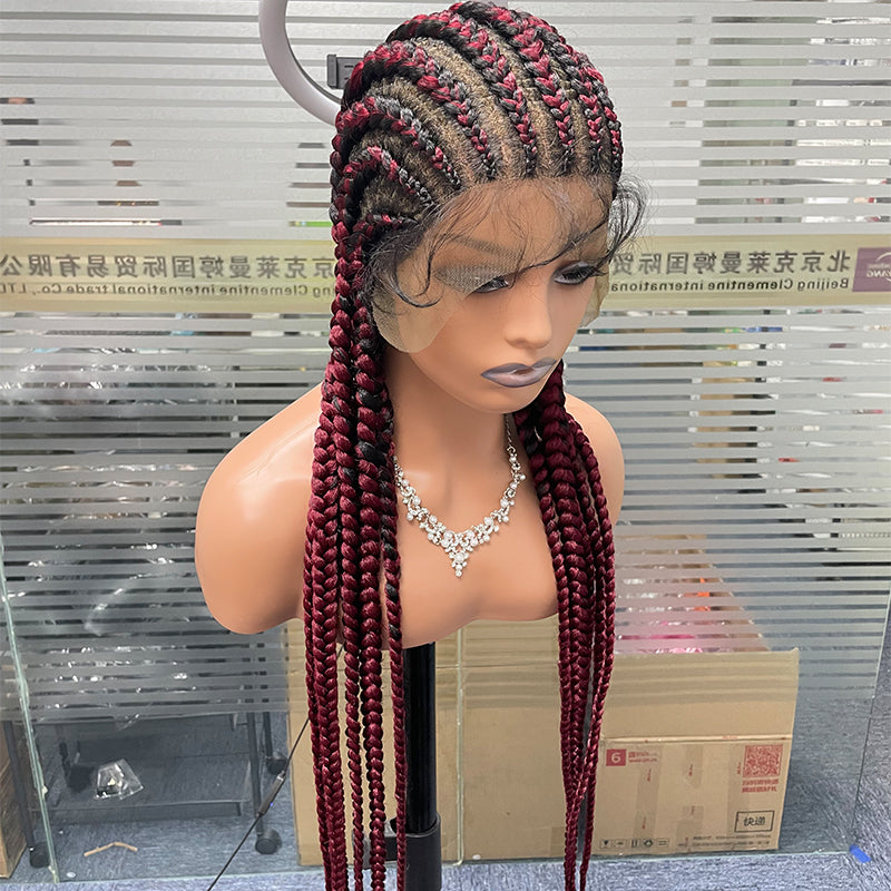 Wholesale Wig Manufacturer 24 Inch 36 Inch Braids Wigs Lace Front Synthetic Braiding Hair Wigs
