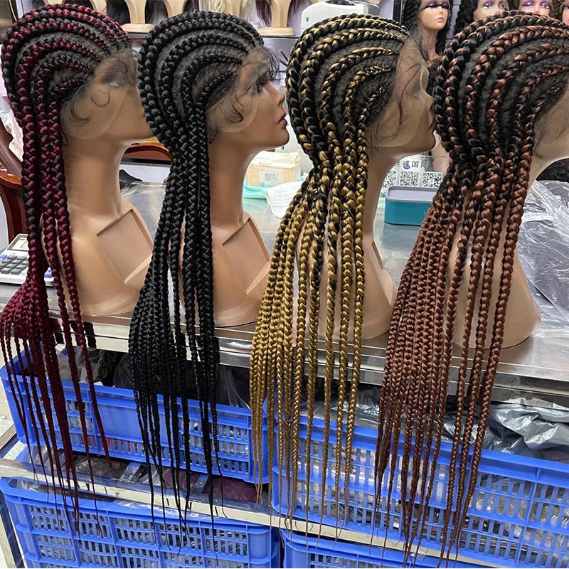 Wholesale Wig Manufacturer 24 Inch 36 Inch Braids Wigs Lace Front Synthetic Braiding Hair Wigs