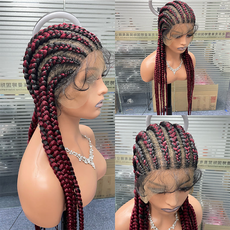 Wholesale Wig Manufacturer 24 Inch 36 Inch Braids Wigs Lace Front Synthetic Braiding Hair Wigs