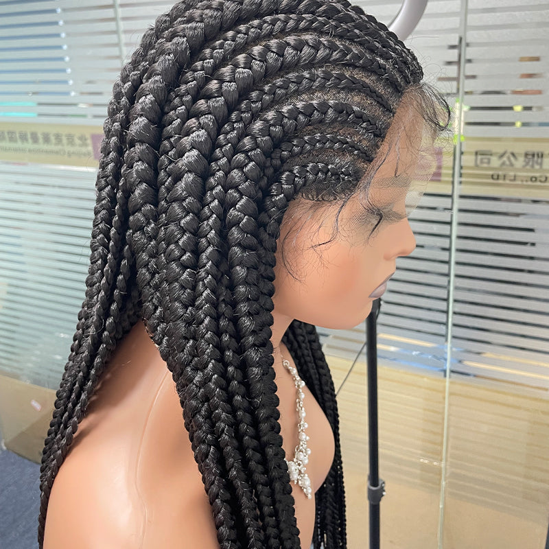 Wholesale Wig Manufacturer 36 Inch Braids Wigs Lace Front Synthetic Braiding Hair Wigs