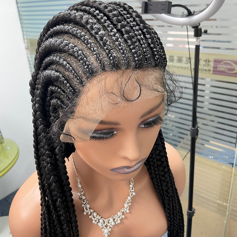 Wholesale Wig Manufacturer 36 Inch Braids Wigs Lace Front Synthetic Braiding Hair Wigs