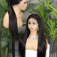 360 Transparent Lace 100% Human Hair Wig Tied to Ponytail High Ponytail invisi strap Wig 250% Density Glueless Wigs